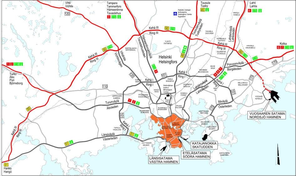 ヘルシンキの道路地図